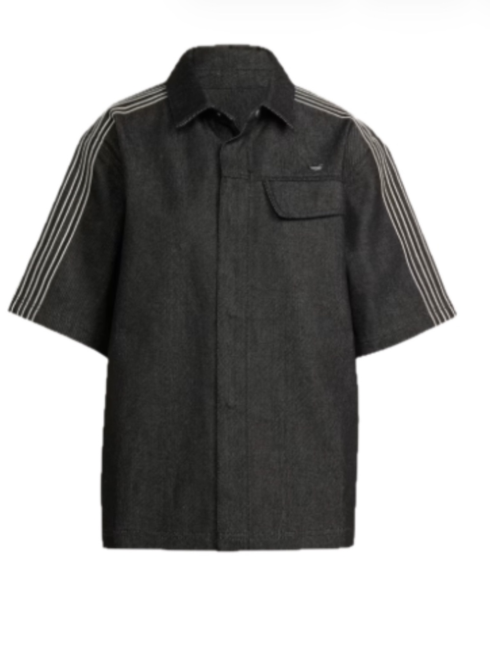 Adidas Premium Essentials Denim Shirt Short Sleeve Womens Sz Large NEW JV7774